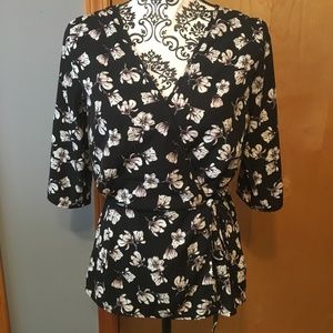 S Sienna Sky Floral Drop Waist Top